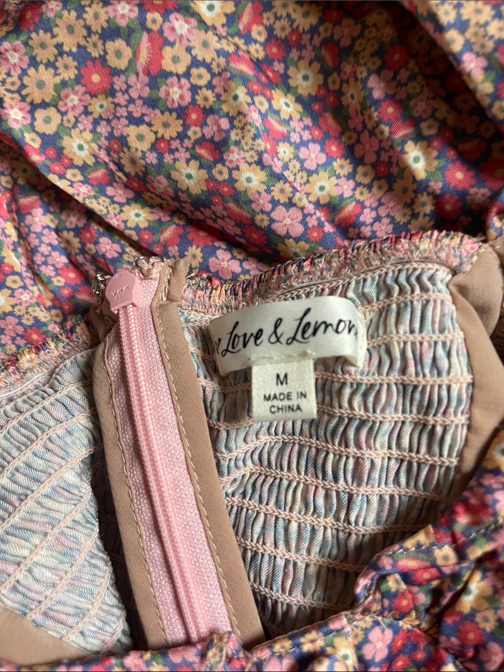 For Love & Lemons Multi-Color Floral Smocked Bodice Dress - Picture 3 of 3